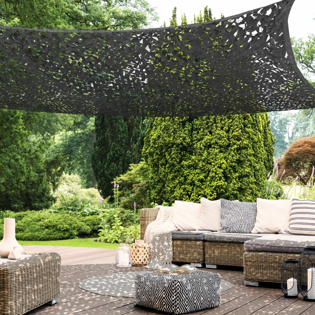 IDMarket - Tenda a vela parasole rettangolare design mimetico 3x4 M grigio