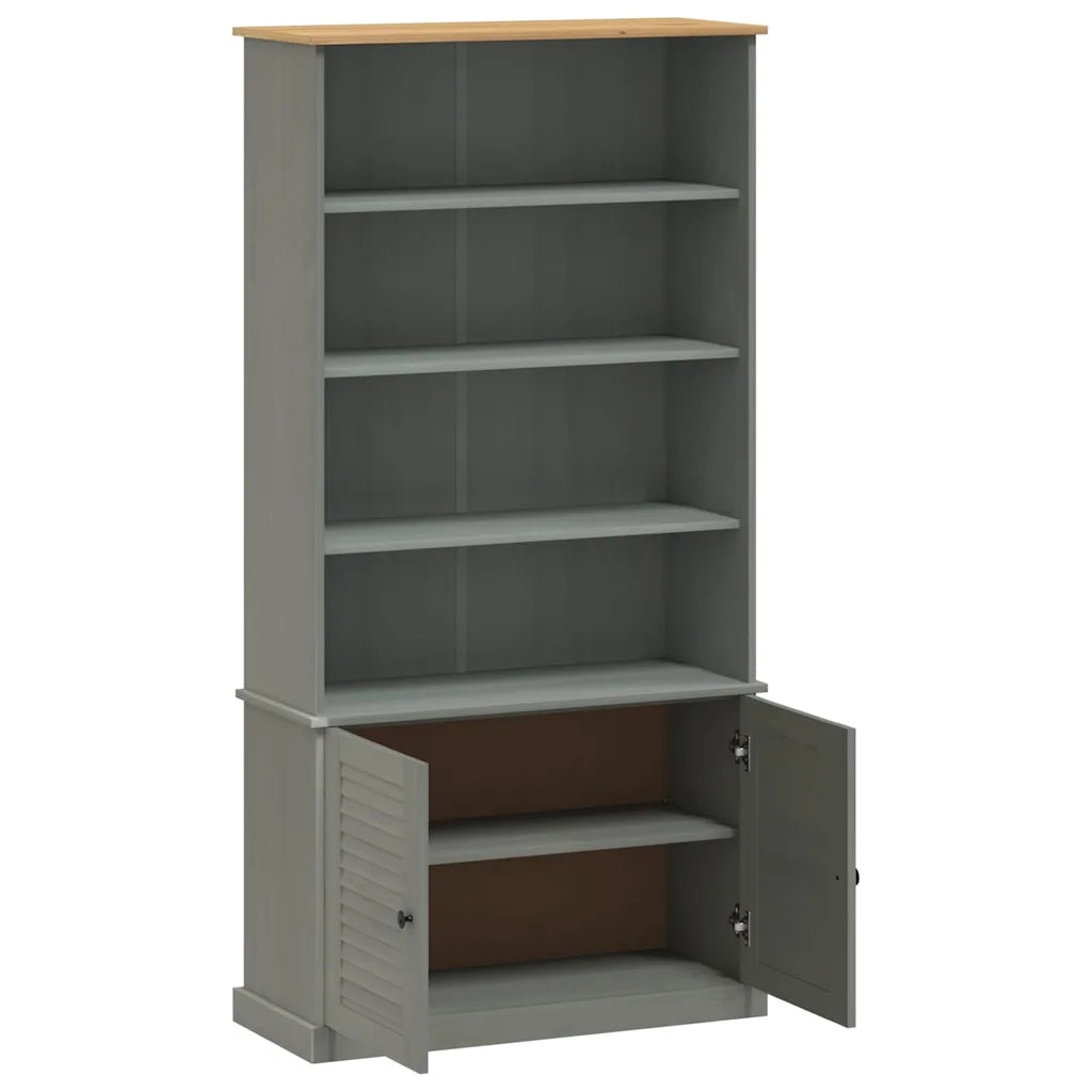 Libreria-Scaffale per Libri-Mobile di Stoccaggio VIGO 85x35x170 cm in Legno Massello di Pino Grigio
