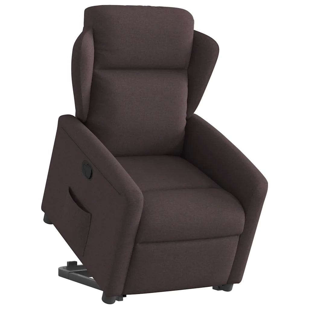 Poltrona Alzapersona Reclinabile Marrone Scuro in Tessuto 3303139