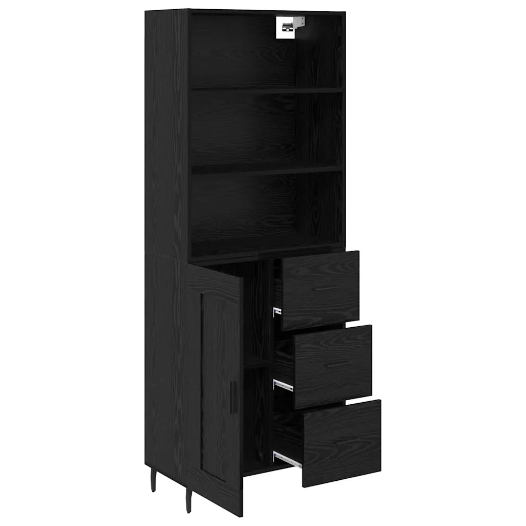 Credenza con Cassetto-Buffet-Armadio da cucina Rovere Nero 69,5 x 34 x 180 cm 894181