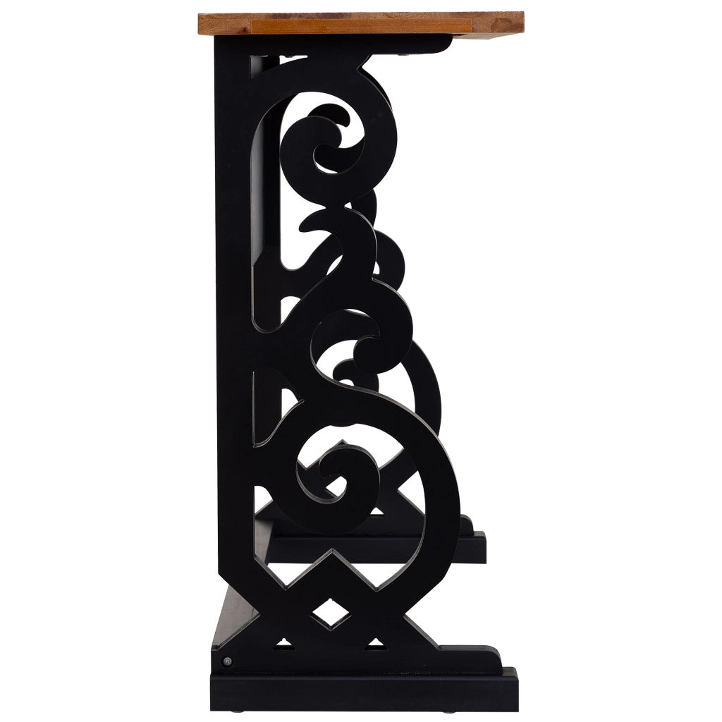 Mobile da ingresso in legno laccato nero invecchiato 106x36x79h cm