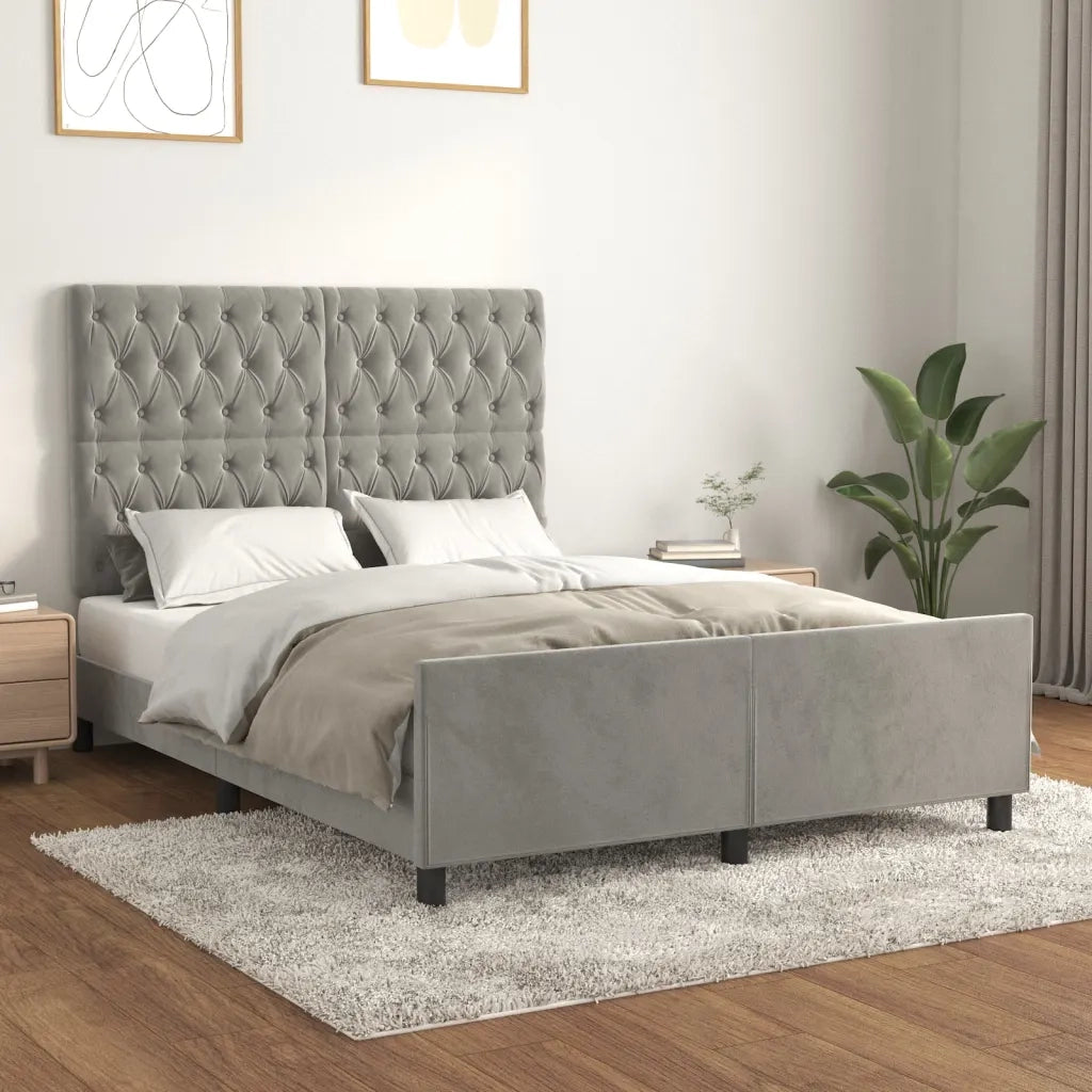 Giroletto senza Materasso Grigio Chiaro 140x190 cm Velluto 3125934