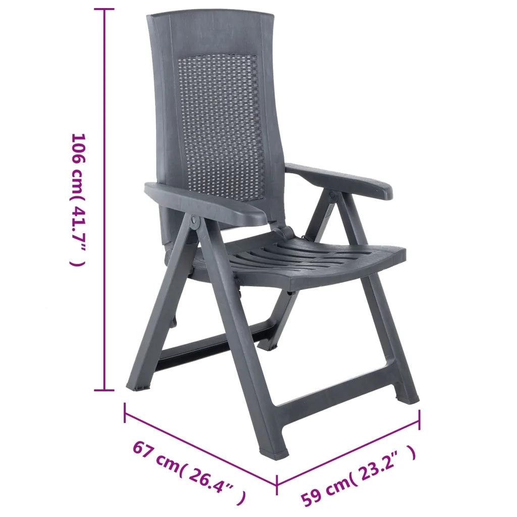 Sedie da Giardino Reclinabili 2 pz | Sedie da Esterno in Plastica Antracite