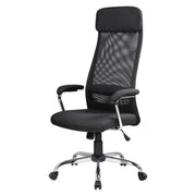 Sedia da ufficio Umeno, Poltrona presidenziale con braccioli, Sedia ergonomica da ufficio, 65x65h126/136 cm, Nero