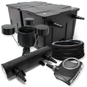 Set laghetto: Filtro bio 60000l con Pompa SuperEco, Tubo 25m e Chiarificatore UVC 18W Stagno