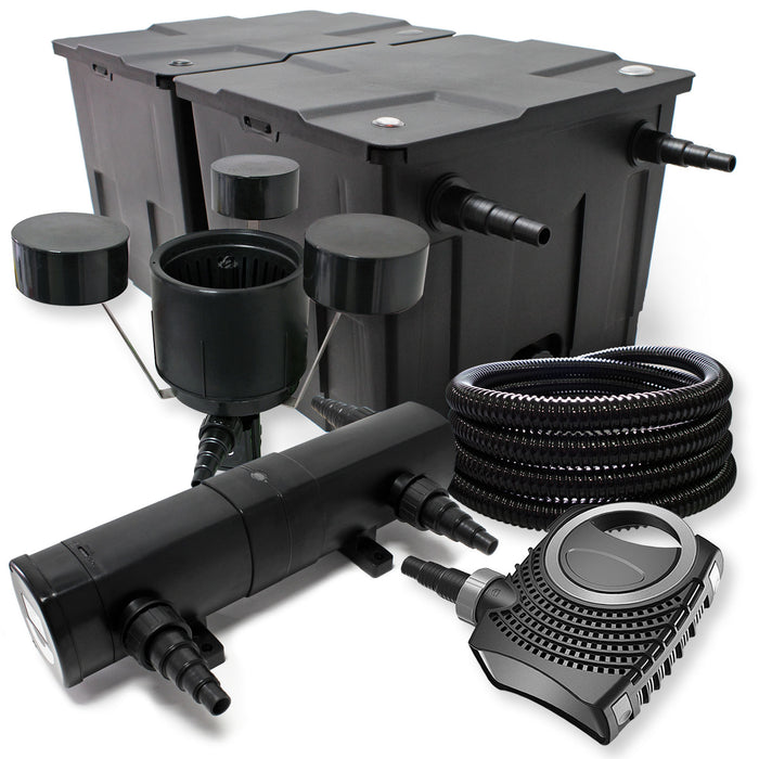 Set laghetto: Filtro bio 60000l con Pompa SuperEco, Tubo 25m e Chiarificatore UVC 18W Stagno