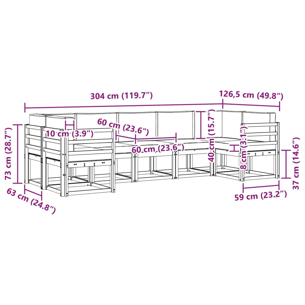 Set di divani da esterno 7 pz Bianco e Beige 3388142
