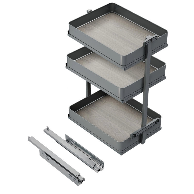 Portabottiglie laterale estraibile Harmony con chiusura soft, Modulo larghezza 150mm altezza 800mm, Acciaio e Legno, G..