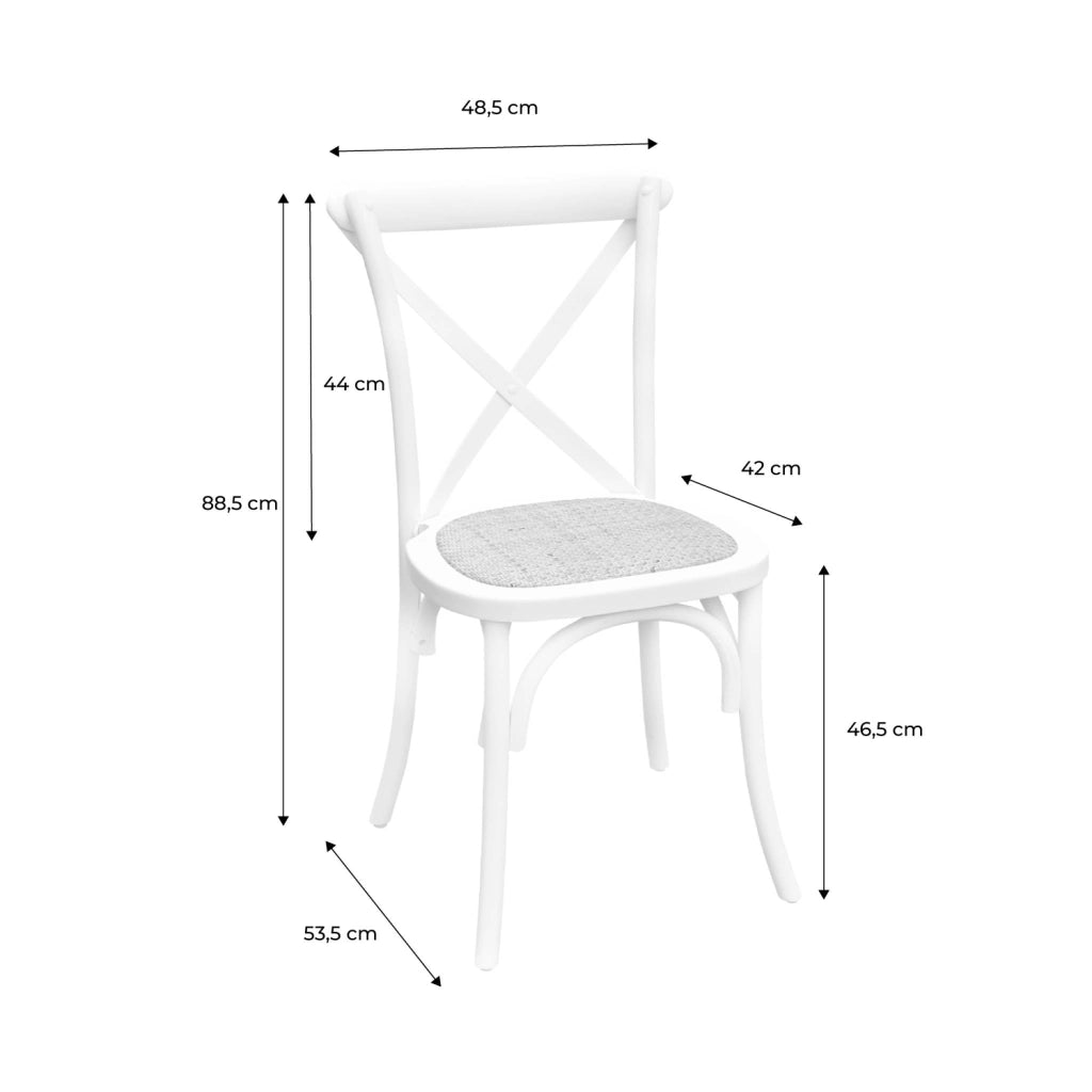 Set 4 sedie da bistrot vintage in legno, marrone naturale