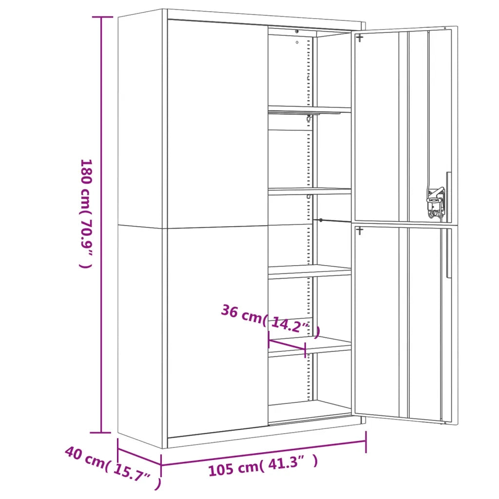 Armadio Classificatore Grigio Chiaro 105x40x180 cm in Acciaio 339769