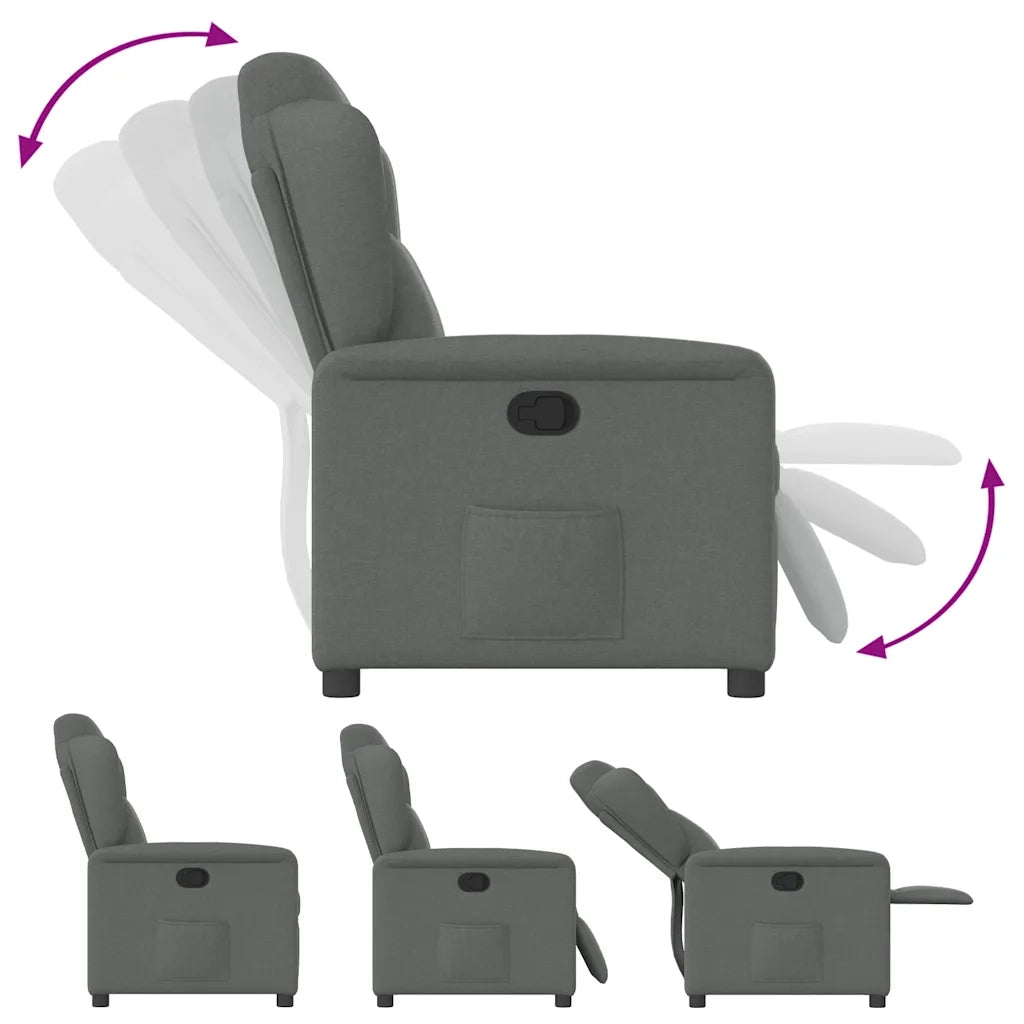 Divano Sedia-Poltrona Reclinabile in Tessuto Grigio Scuro 739194
