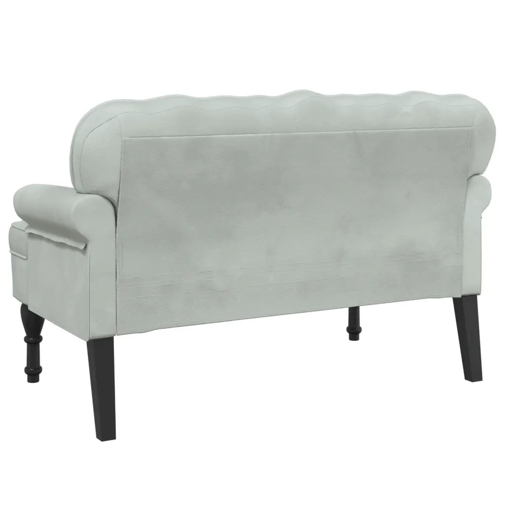 Panca con schienale grigio chiaro 119,5x64,5x75 cm in velluto 372156