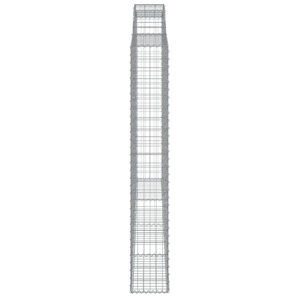 Cesto gabbione recinzione a gabbia muro di contenimento ad arco 300 x 30 x 200/220 cm ferro zincato argento 02_0040053