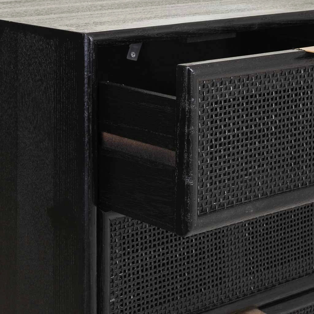 Settimanale in legno laccato nero e griglia 42x36,5x100,5h