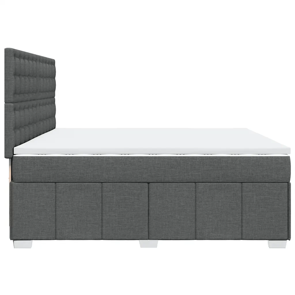 Giroletto a Molle con Materasso Grigio Scuro 200x200 cm Tessuto