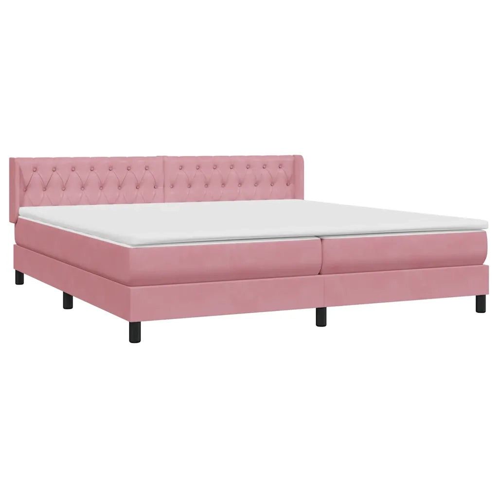 Giroletto a Molle con Materasso Rosa 180x210 cm in Velluto 3318380