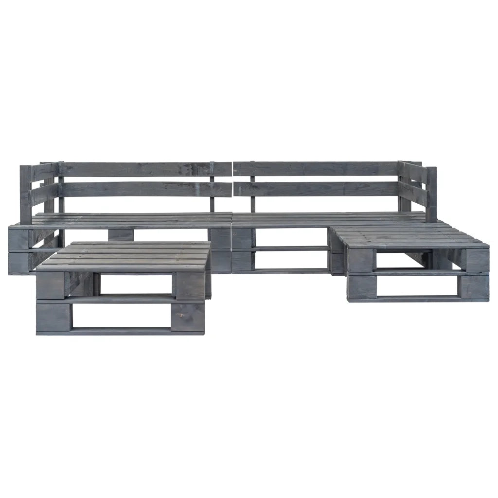 Set Divani da Giardino con Pallet 4 pz in Legno Grigio cod mxl 49887