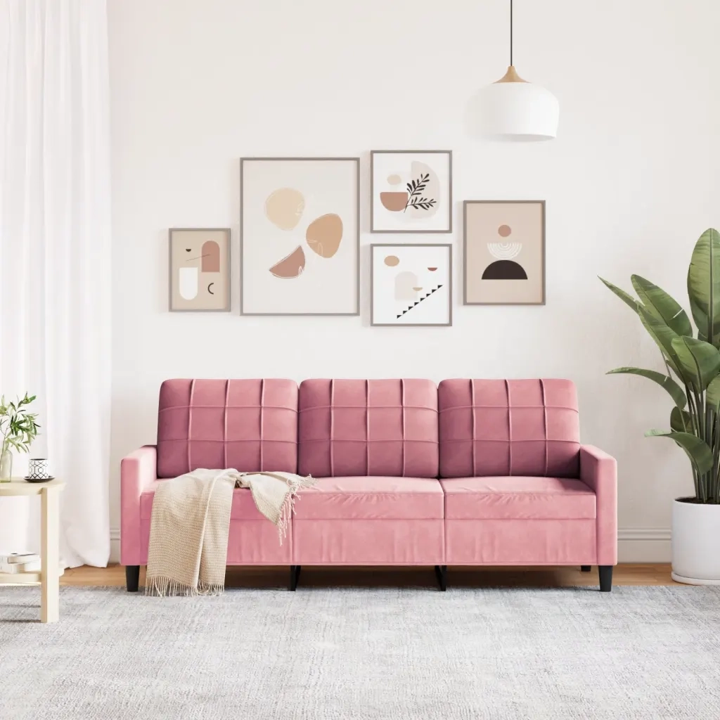 Divano a 3 Posti-Sofa 3 Posti rosa 180 cm in Velluto 823109