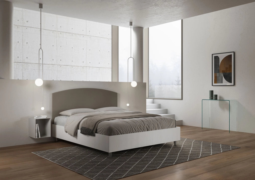 Letto Matrimoniale 160x200 cm con Rete e Contenitore Antilia Cappuccino