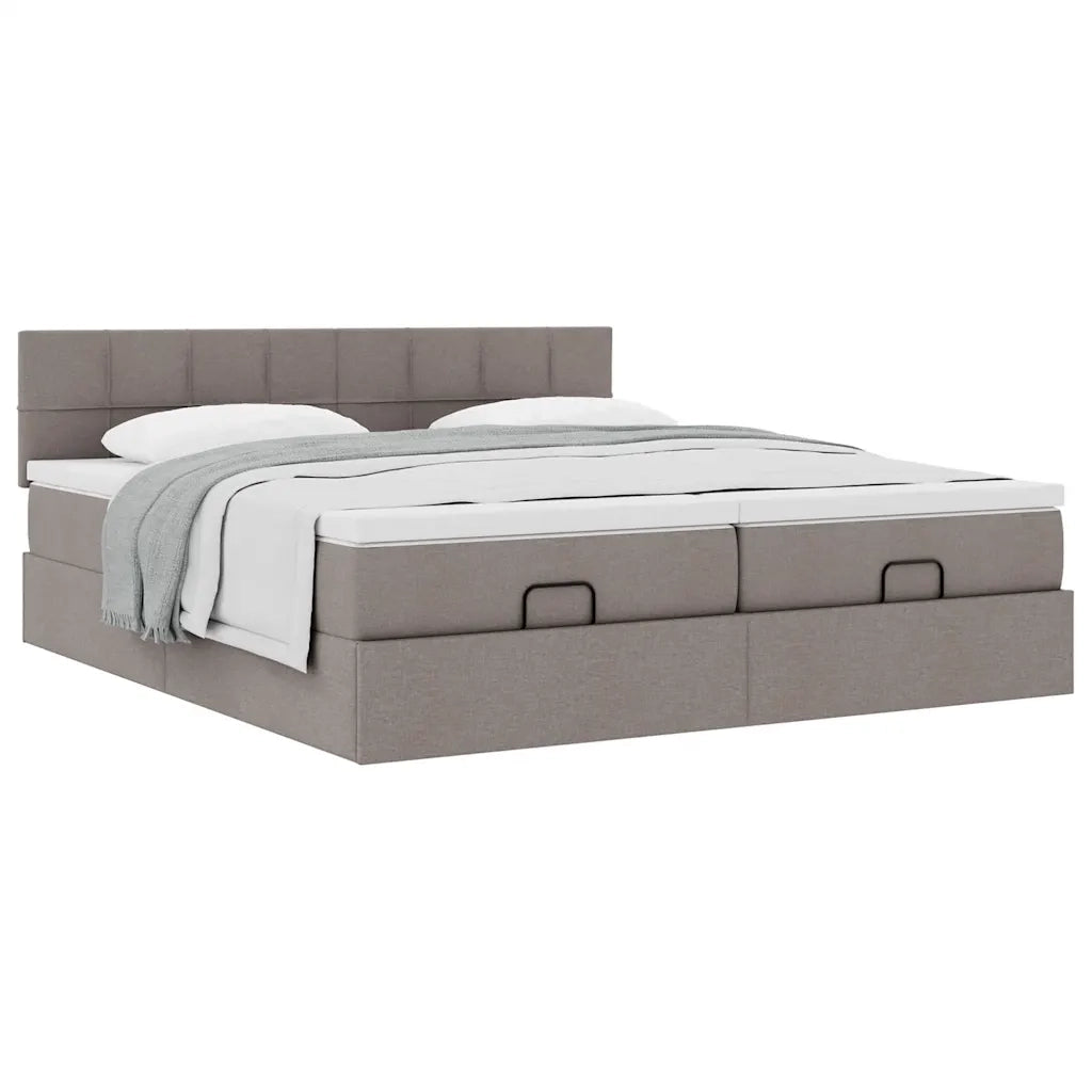 Struttura Letto Pouf con Materassi Tortora 160x200cm in Tessuto
