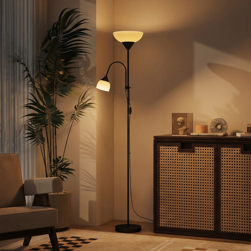 Lampada da terra con 3 colori luce e collo flessibile ¨C zephmum ¨C Nero