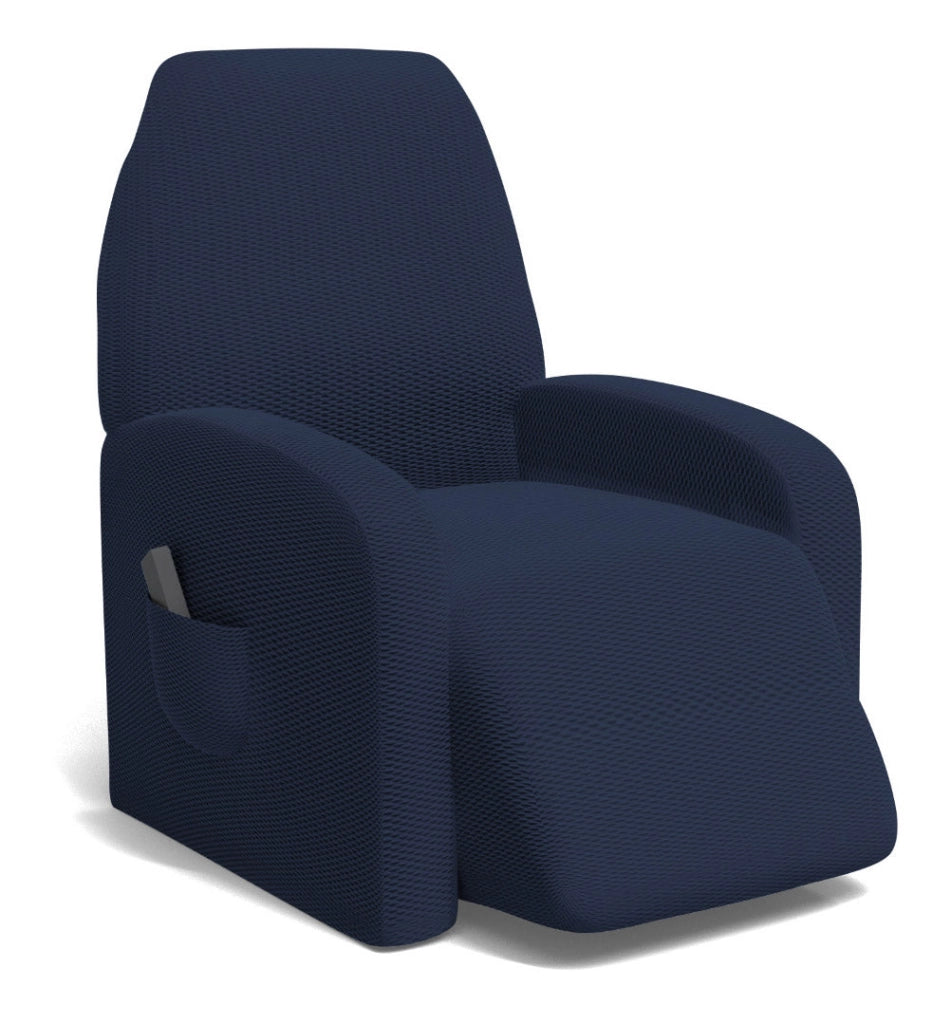 Copripoltrona Reclinabile Elasticizzato Taglia Unica con Tasca Laterale Blu Scuro