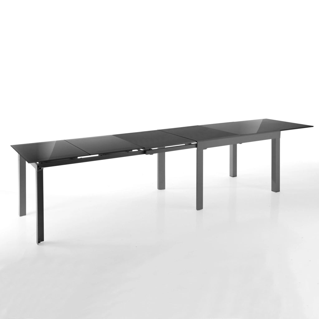 Tavolo allungabile in vetro temprato grigio cm. H.75 x P.83 x L.120