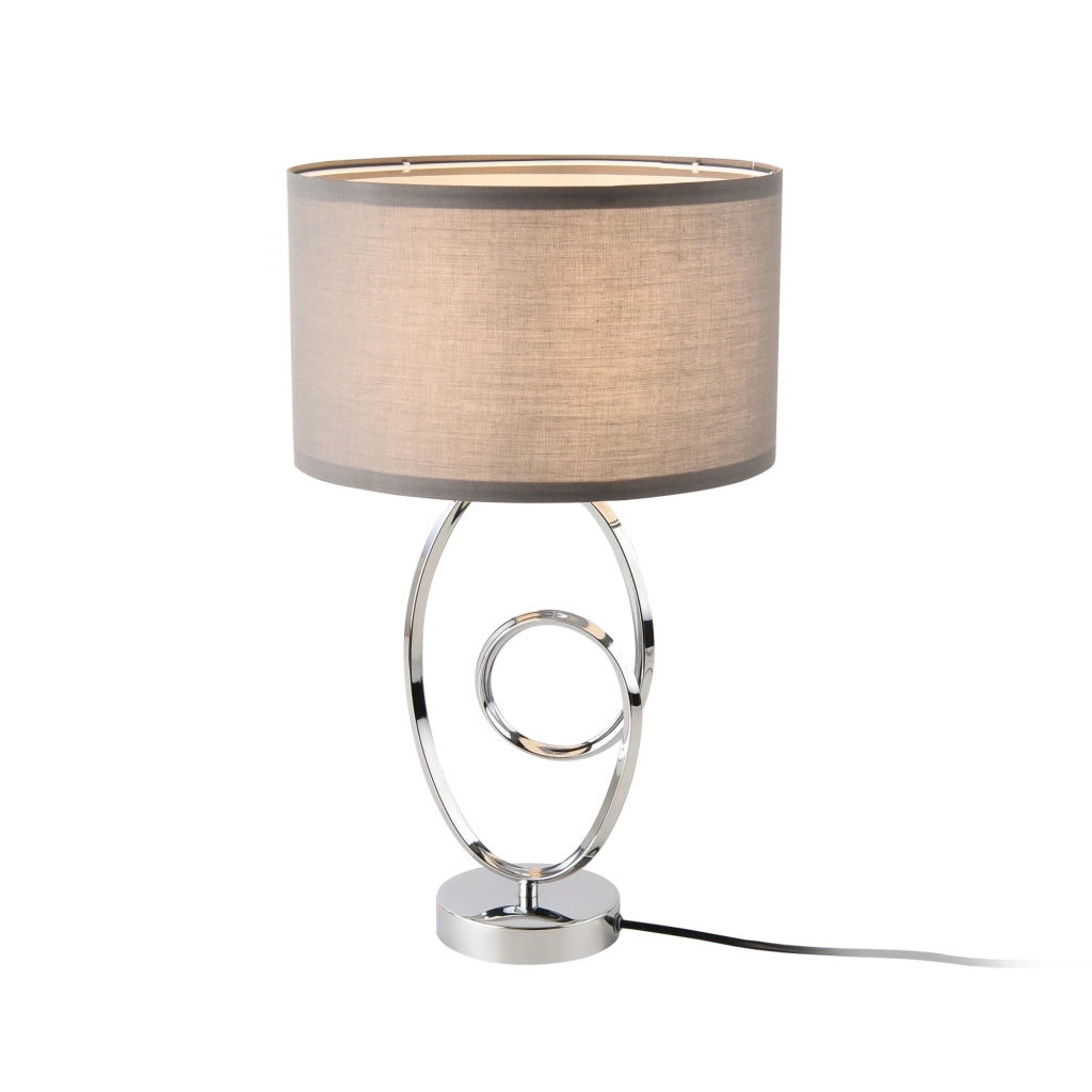 Lampada da tavolo E14 metallo e poliestere altezza 50 cm cromo e grigio 03_0009549