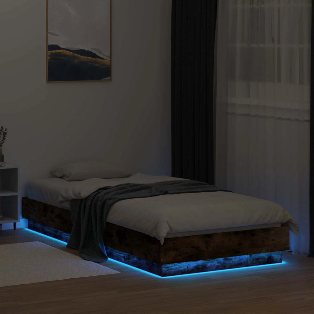 Letto con LED Rovere Fumo 80 x 200 cm Legno ingegnerizzato 8009005