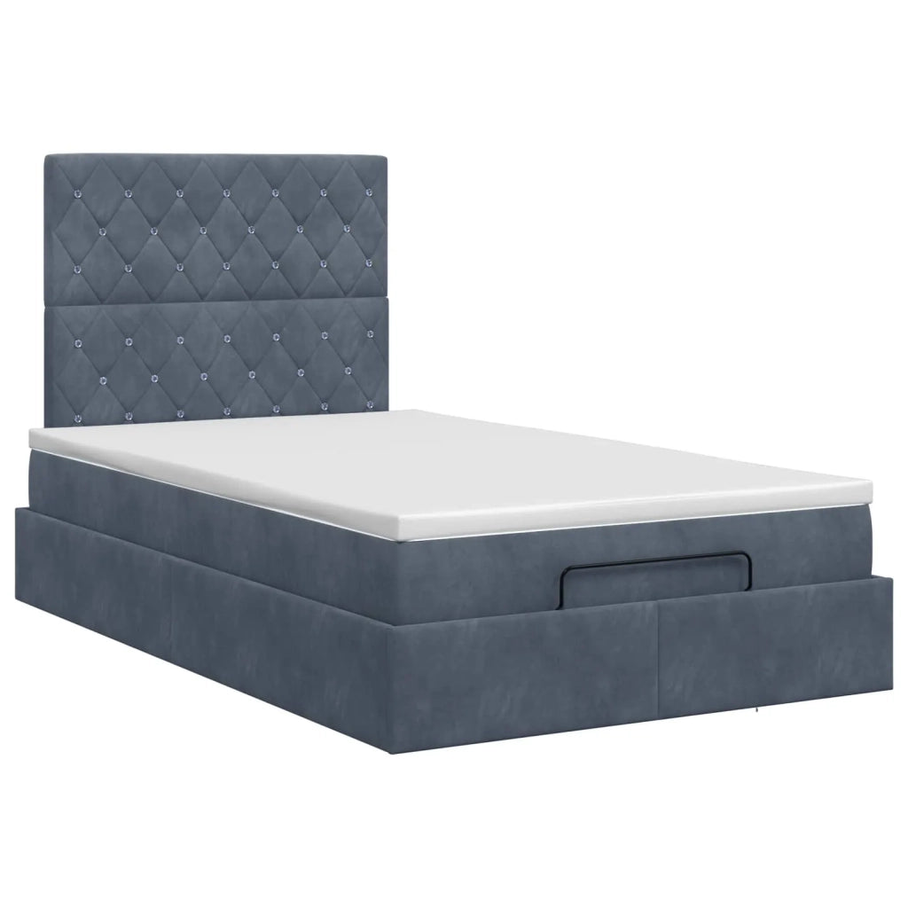 Letto ottomano con materasso Grigio Scuro 120 x 190 cm Velluto 3457636