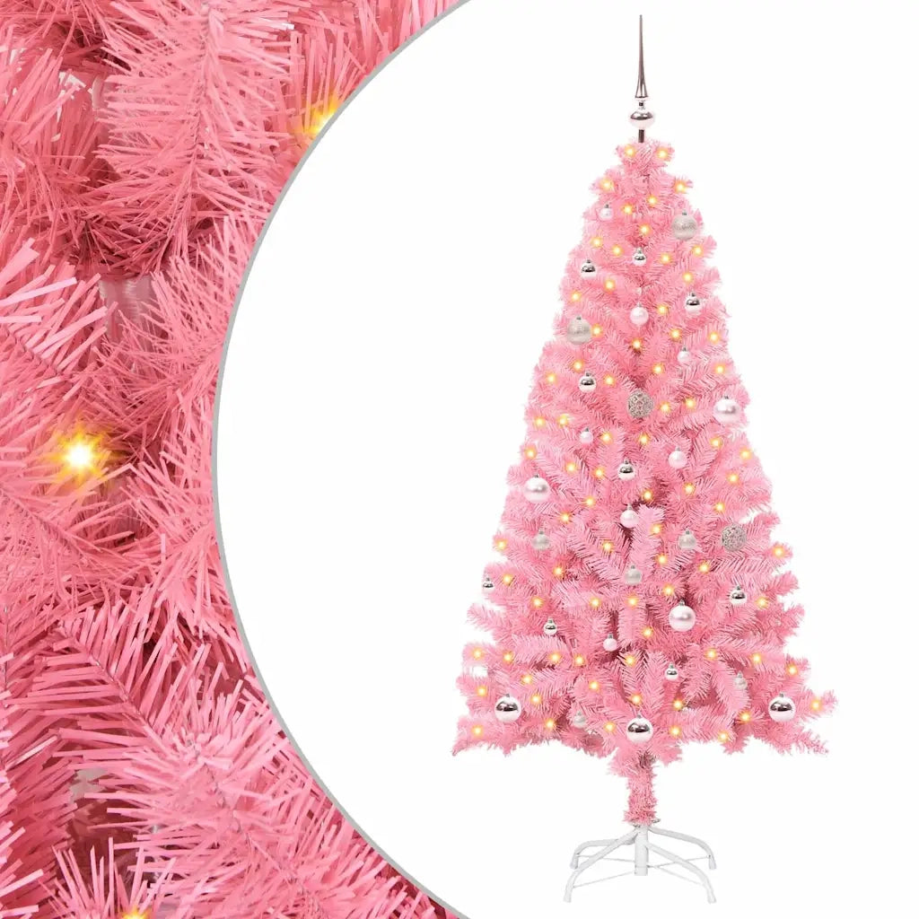 Albero di Natale | Decorazioni natalizie con 150 LED con supporto Rosa 150 cm PVC