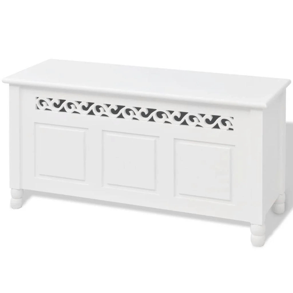 Pouf/sgabello/panca contenitore/mobile in stile barocco bianco 3002032