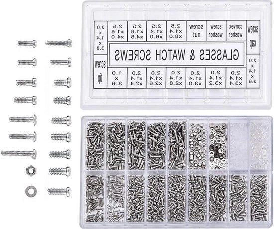 Set di sostituzione di viti in acciaio inossidabile per orologeria - set di utensili di riparazione con assortimento di viti e viti - 1000 pezzi