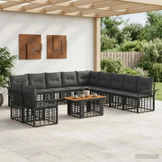Set Divano da Giardino 12 pz Nero e Grigio scuro polyrattan 3437995