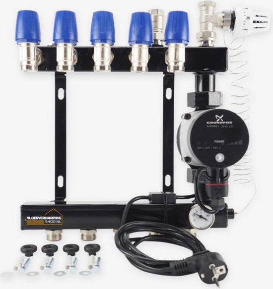 Distributore Standaard Stainlless per Radiatori - 2 Gruppi - Riscaldamento del Pavimento - Distributore Chiuso - Sistema ad Alta Temperatura
