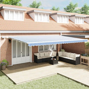 vidaXL Tenda Retrattile with Blu e bianco 6 x 3 m Tessuto e metallo