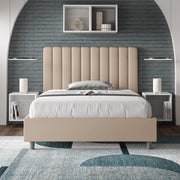 Letto imbottito Piazza e mezzo 130x210 cm Agueda - Similpelle,Senza rete,Tortora