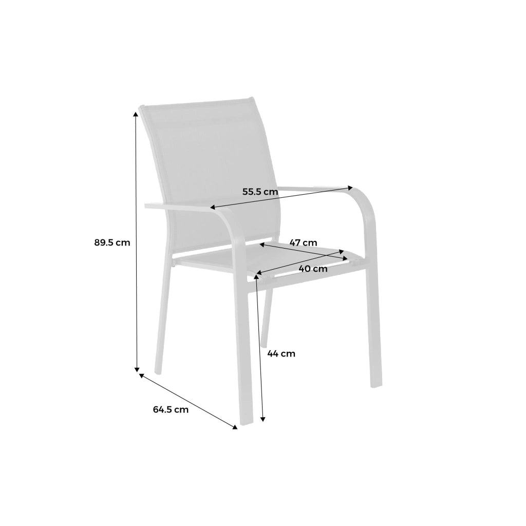 Set 2 sedie da giardino impilabili in alluminio e textilene, beige