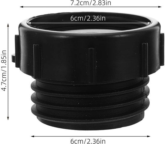 Adattatore per vite - Nero - Plastica - 60 mm vite fine e grove - Idoneo per acqua potabile - 6 x 6 x 4 cm