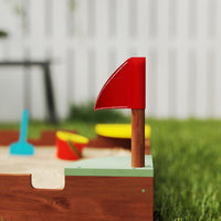 Sabbiera per Bambini 90x90x17 cm con 4 Sedute Angolari in Legno di Abete Multicolore