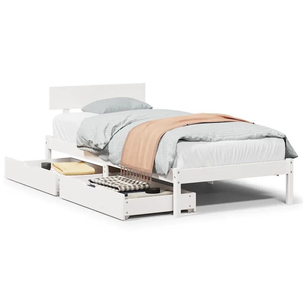 Letto senza Materasso Bianco 90x200 cm Legno Massello di Pino 3301509