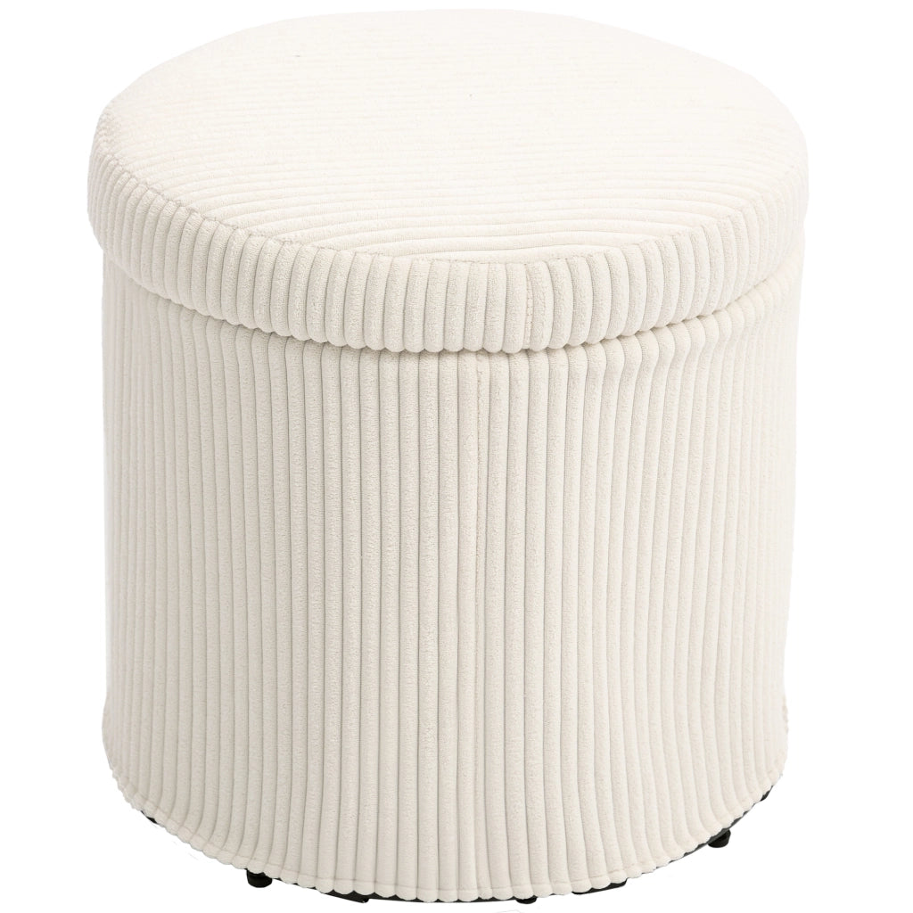 Pouf rotondo imbottito in velluto con struttura in metallo ¨C Zephmum ¨C Beige ?40x41 cm