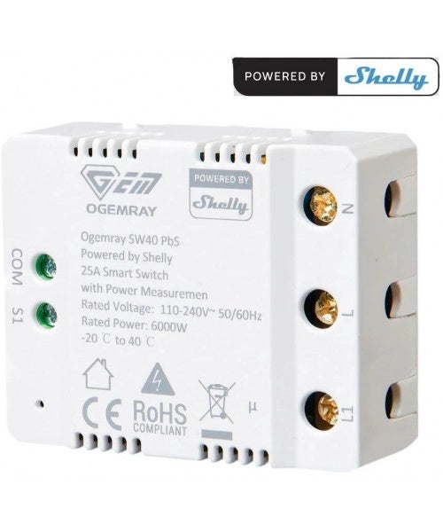 Shelly Ogemray Smart Relay 25A - Relè Smart Wi-Fi