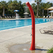 MPC Doccia Piscina Rossa in Polietilene HD per Riscaldamento Solare Altezza 226 cm Soffione Rotondo 1524 cm Serbatoio 40 Litri e Lavapiedi Modello Rio Xxl