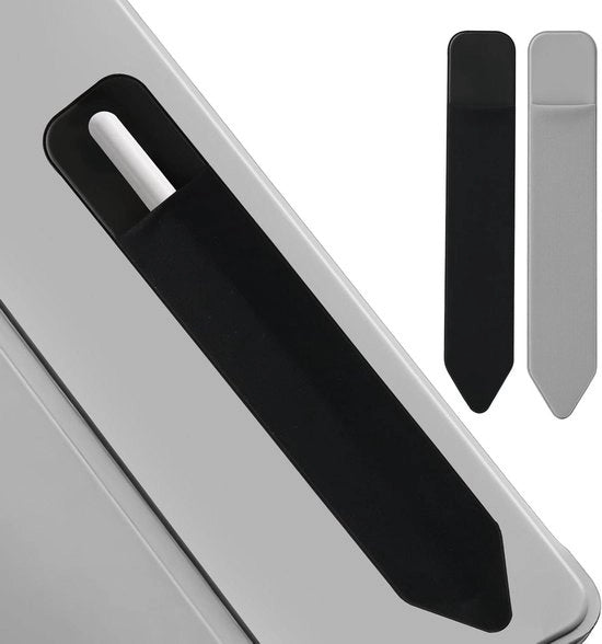 Otturatore per Penna per iPad - Nero/Grigio - Set da 2 - Utile Custodia Elastica con Copertura Adesiva - Adatto per Penna per iPad (Pro e 1a/2a Generazione) - Custodia per Matita con Copertura