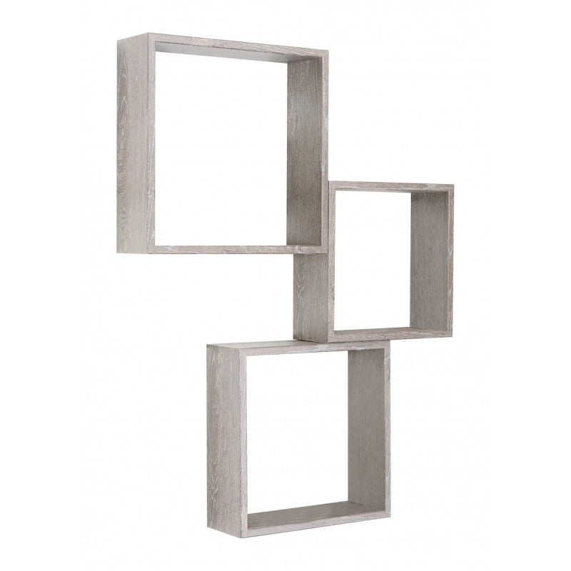 Set di 3 Mensole da Muro, Cubi Arredo, Mensole Cubo, Cubi da Parete, Rovere Grigio Nuovo, 30x30x10cm 27x27x10cm e 24x24x10cm - Incubo Slim