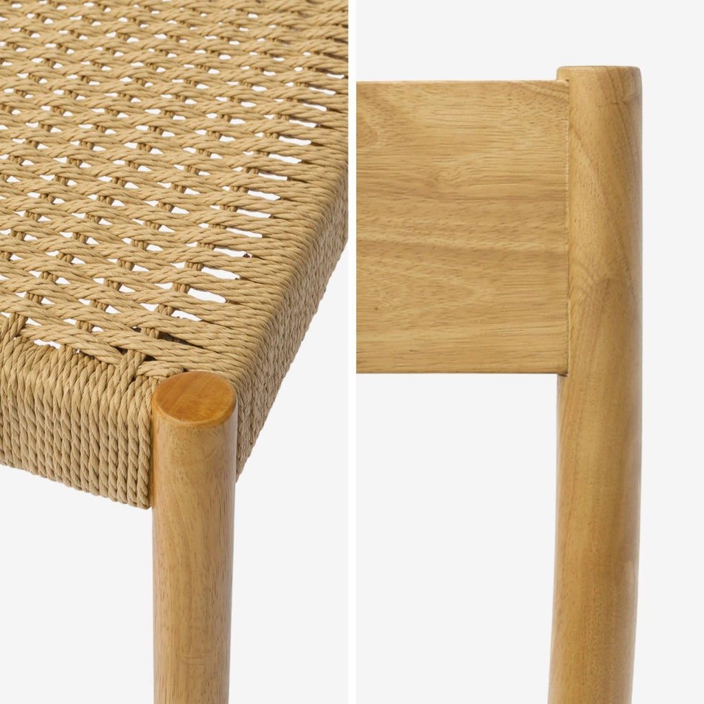 Set 2 sedie in legno e corda, marrone naturale