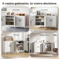 Armadietto da Ufficio in Acciaio a 2 Ripiani Regolabili con Serratura e 2 Chiavi, 80x40x100 cm, Bianco