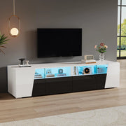 Mobile TV 180x38.5x45cm - Xylo - Luci LED, 2 Ante e 2 Cassetti, Bianco e Nero
