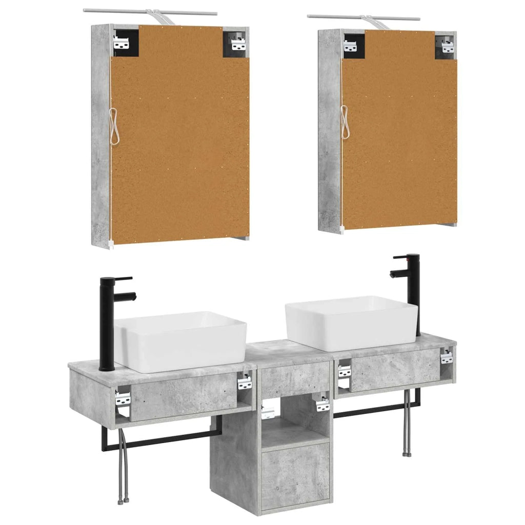 Set di Armadi da Bagno 5 pcs Grigio Cemento 50 x 14,5 x 70 cm 3406314